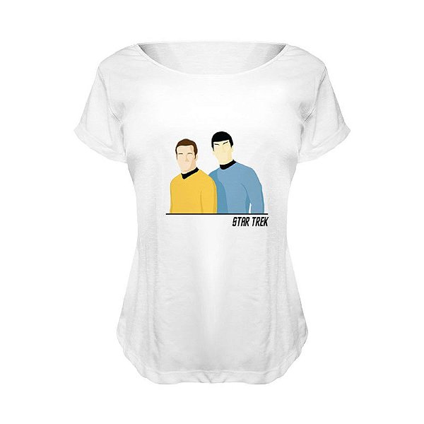 Camiseta Baby Look Nerderia e Lojaria star trek minimalista BRANCA