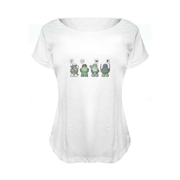 Camiseta Baby Look Nerderia e Lojaria tartarugas ninja BRANCA