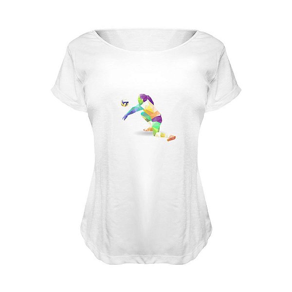 Camiseta Baby Look Nerderia e Lojaria volei geometrico BRANCA