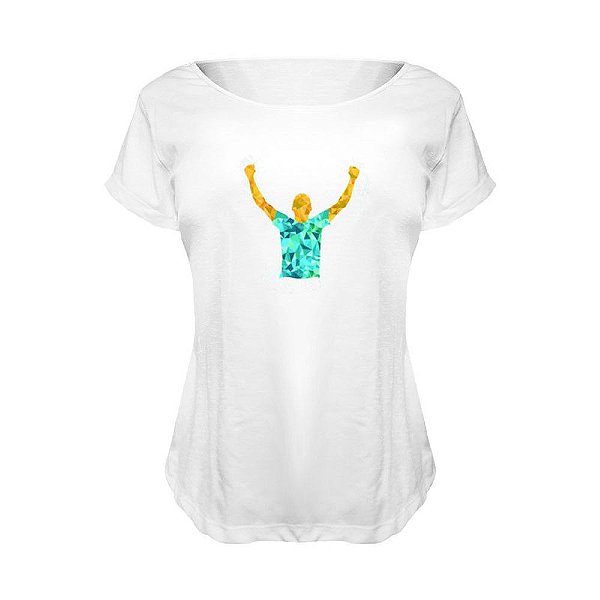 Camiseta Baby Look Nerderia e Lojaria vencedor geometrico BRANCA