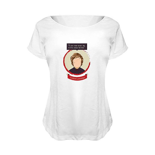 Camiseta Baby Look Nerderia e Lojaria tyrion lannister minimalista BRANCA