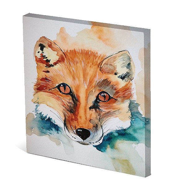 Tela Canvas 30X30 cm Nerderia e Lojaria fox paint colorido