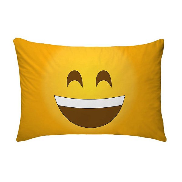 Fronha Para Travesseiros Nerderia e Lojaria emoticon whatsapp sorrindo colorido