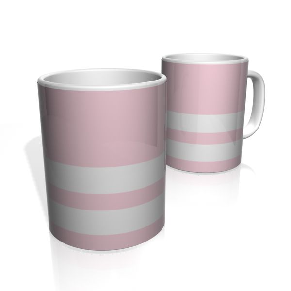 Caneca De Porcelana Nerderia e Lojaria rosa claro duas faixas 2 colorido