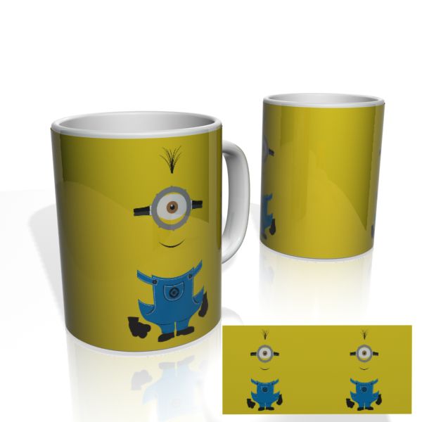 Caneca decorativa Nerderia e Lojaria minion minimalista colorido