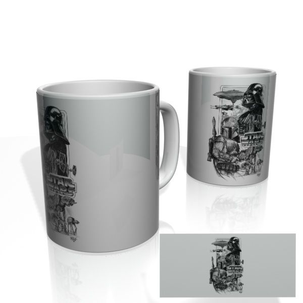 Caneca decorativa Nerderia e Lojaria vader draw colorido