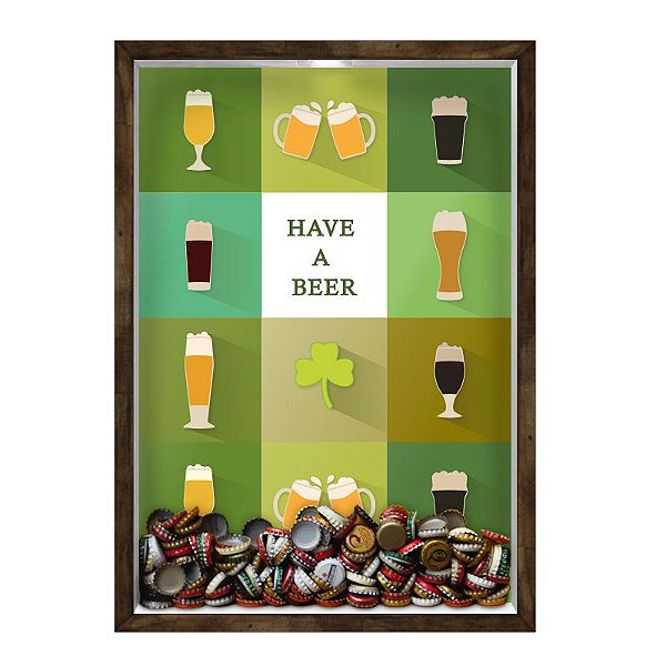 QUADRO 33X43  PORTA TAMPINHA CERVEJA Nerderia e Lojaria cerveja have a beer madeira