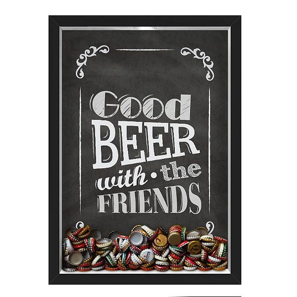 QUADRO CAIXA 33X43 cm PORTA TAMPINHA CERVEJA NERDERIA E LOJARIA cerveja good beer preto