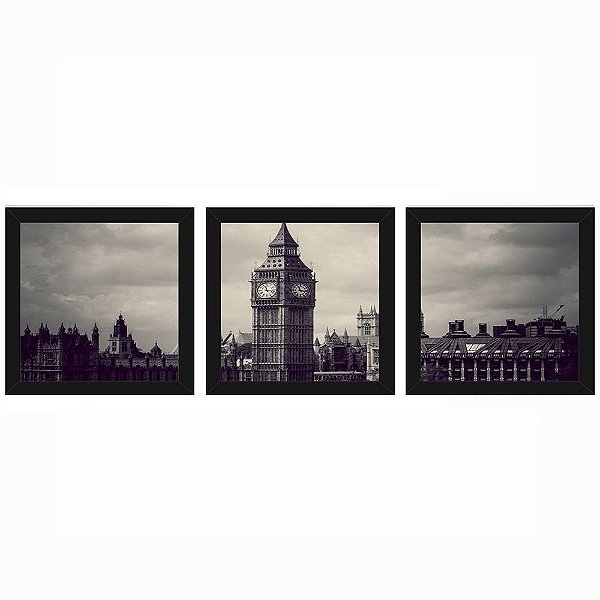 Quadro 23x23 (3 und.) Nerderia Lojaria Big Ben 02 preto