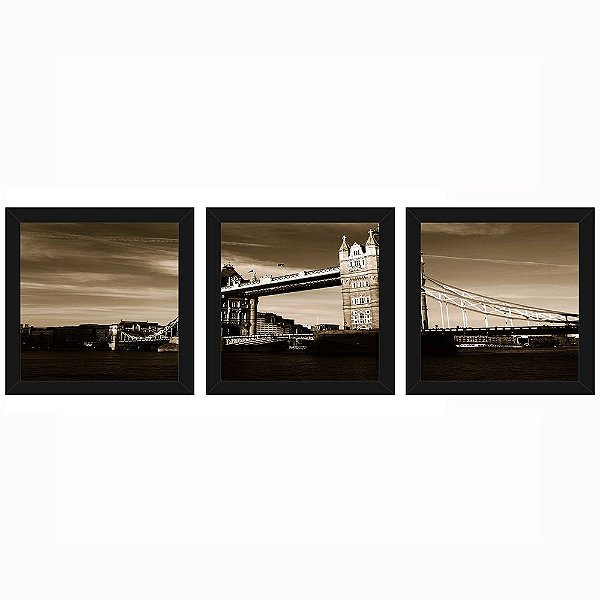 Quadro 23x23 (3 und.) Nerderia Lojaria Bridge San Francisco preto