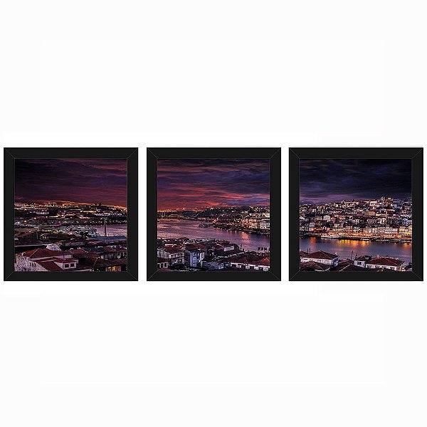 Quadro 23x23 (3 und.) Nerderia Lojaria Cidade de Portugal preto