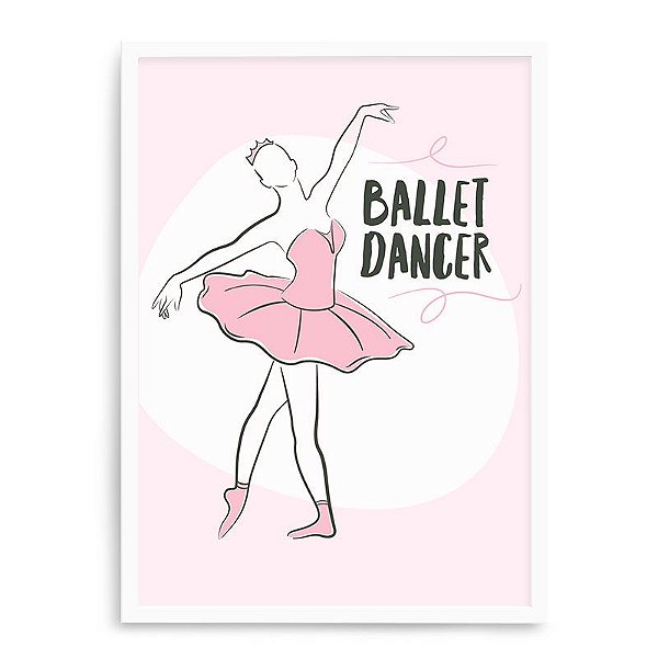 Quadro Decorativo 23x33cm Nerderia e Lojaria branco ballet dancer branco