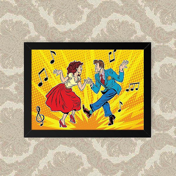 Quadro Decorativo 23x33cm Nerderia e Lojaria dancing retro preto