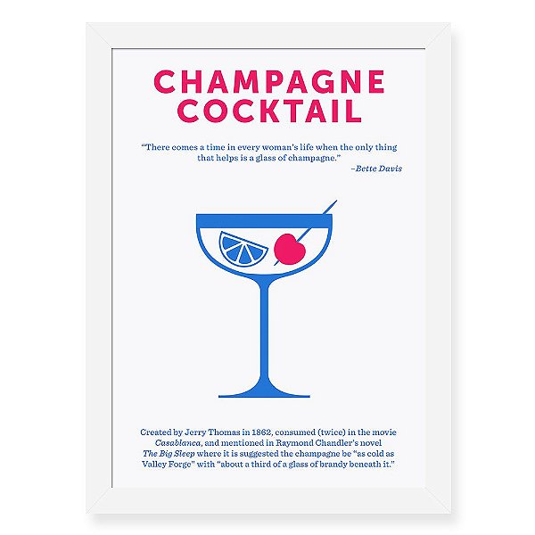 Quadro Decorativo 23x33cm Nerderia e Lojaria drinks champagne preto