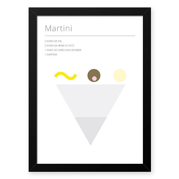 Quadro Decorativo 23x33cm Nerderia e Lojaria drinks martini branco