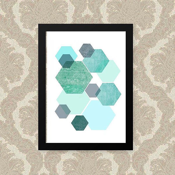 Quadro Decorativo 23x33cm Nerderia e Lojaria esmeralda geometrica preto