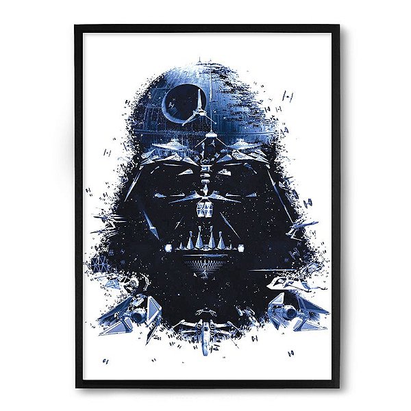 Quadro Decorativo 23x33cm Nerderia e Lojaria vader spaceship preto