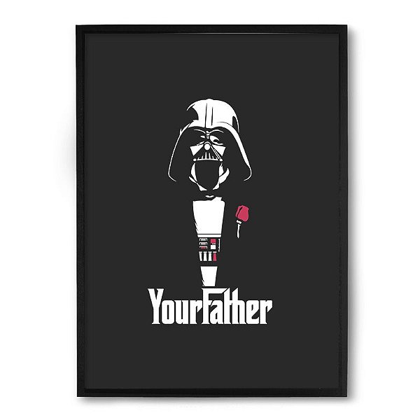 Quadro Decorativo 23x33cm Nerderia e Lojaria your father vader preto