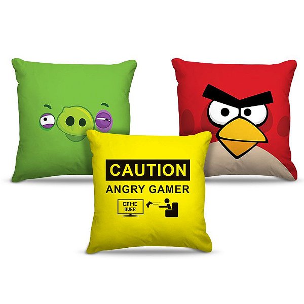 Combo de almofadas 45 x 45 cm (3und.) Nerderia e Lojaria angry bird 01 colorido