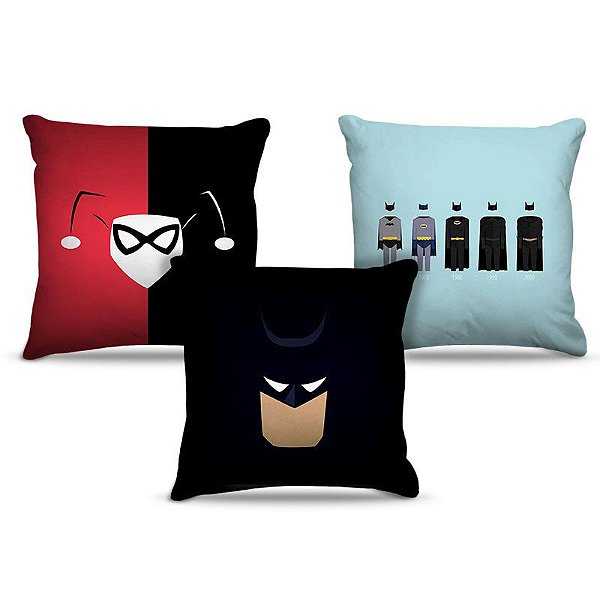 Combo de almofadas 45 x 45 cm (3und.) Nerderia e Lojaria batman 01 colorido