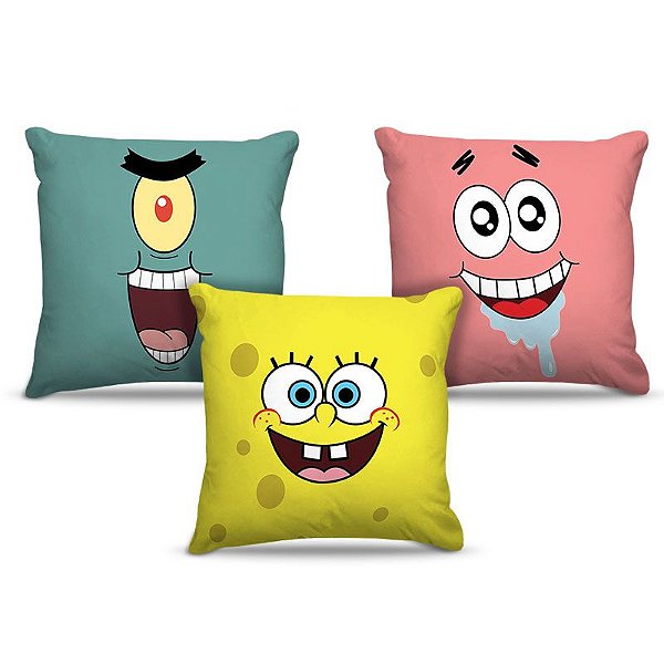 Combo de almofadas 45 x 45 cm (3und.) Nerderia e Lojaria bob esponja 01 colorido