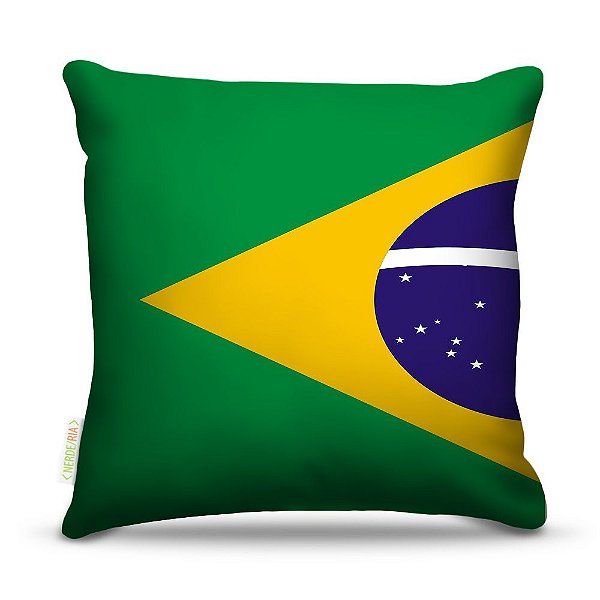 Almofada 40 x 40cm Nerderia e Lojaria bandeira brasil1 colorido