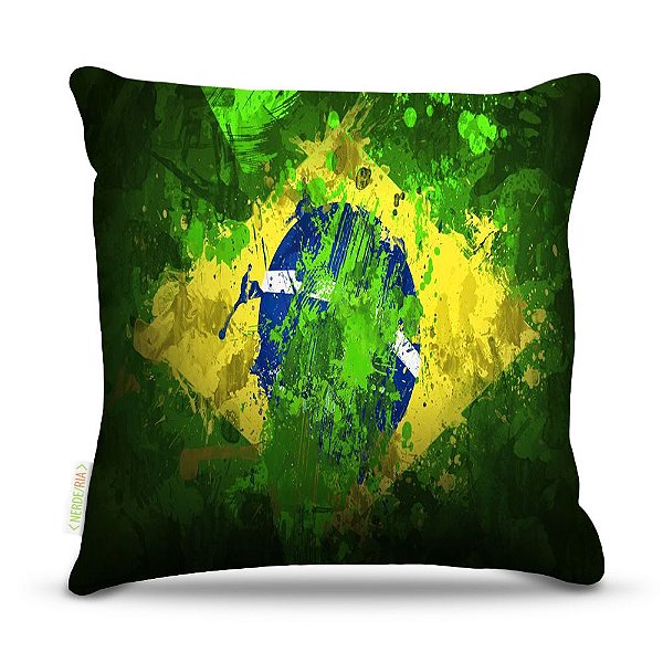 Almofada 40 x 40cm Nerderia e Lojaria brasil aquarela colorido