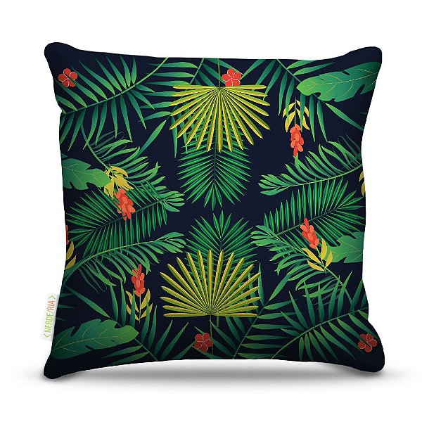 Almofada 40 x 40cm Nerderia e Lojaria palmeiras tropicais colorido