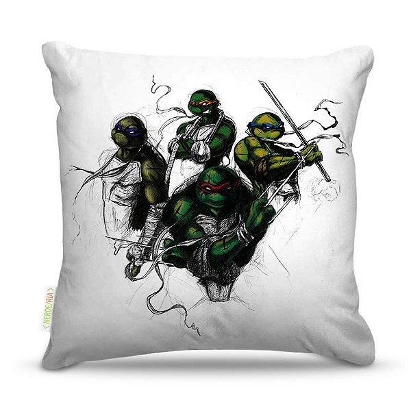 Almofada 40 x 40cm Nerderia e Lojaria tmnt04 colorido