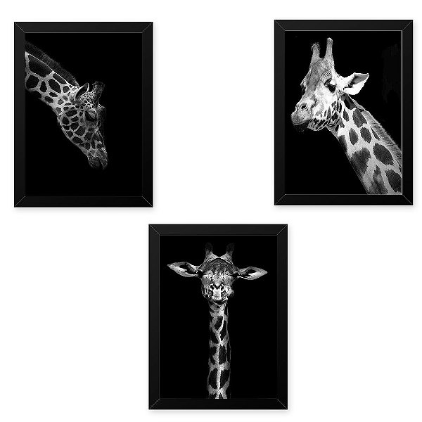 Quadro 33x43 (3und.) Nerderia Lojaria girafas preto