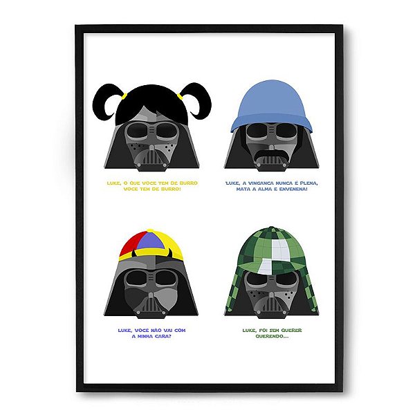 Quadro Decorativo 33x43cm Nerderia e Lojaria vader chaves preto