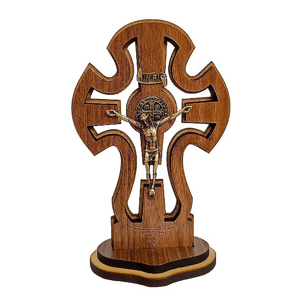 Crucifixo Vazado com Medalha de São Bento [MDF/17cm]
