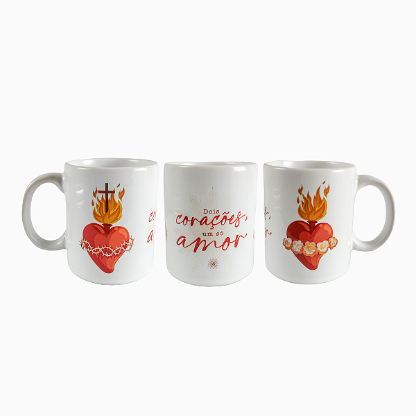 Caneca de Porcelana Dois Corações um só Amor