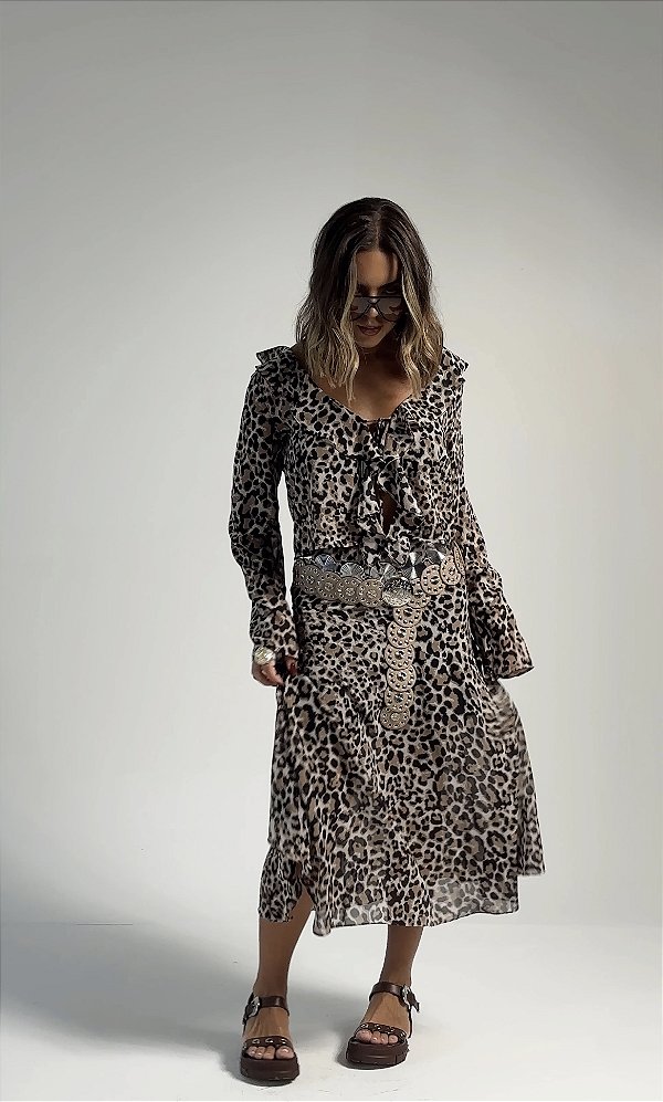Saia Midi Animal Print Lea