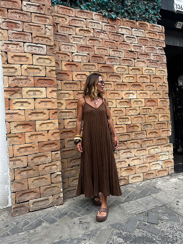 Vestido Midi Plissado Fabi