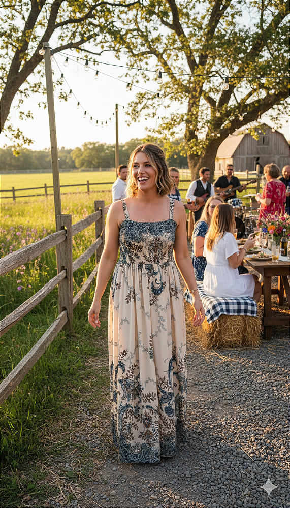 Vestido de viscose longo estampado