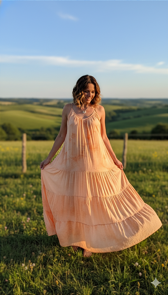 Vestido de viscose tie dye