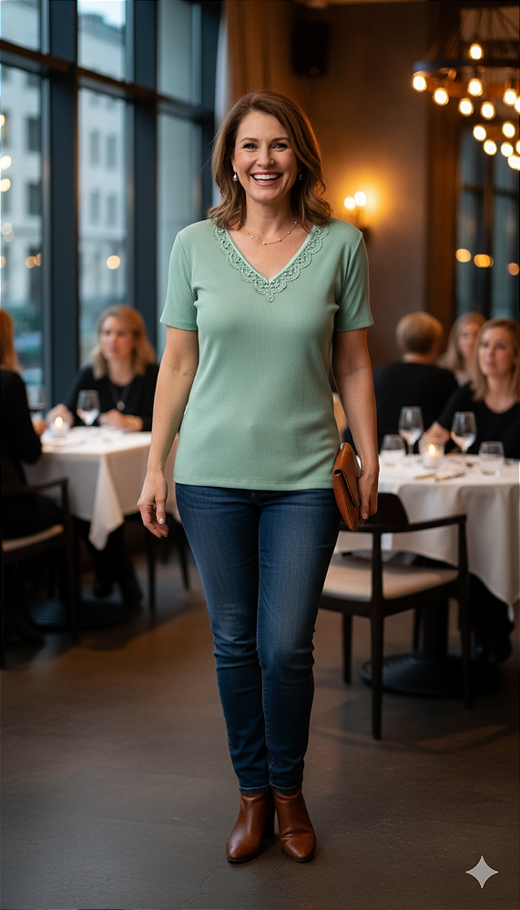 Blusa canelada com renda