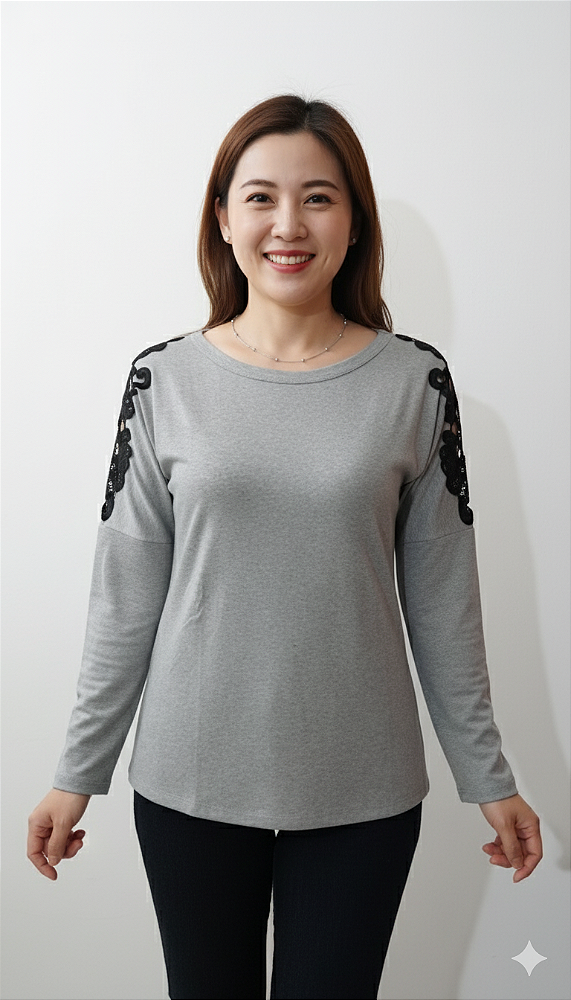 Blusa viscolycra premium m/l com renda na manga