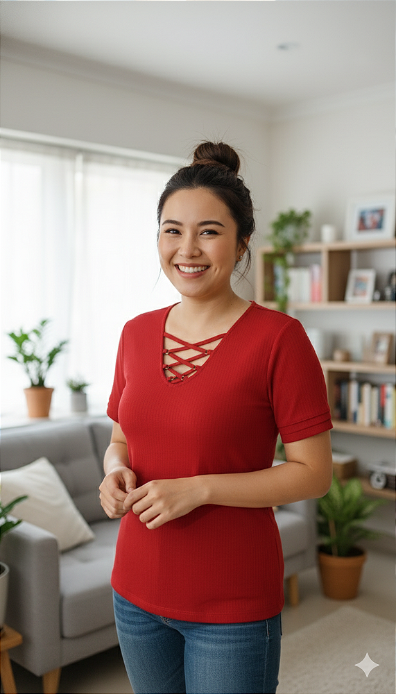Blusa canelada de viscolycra m/c