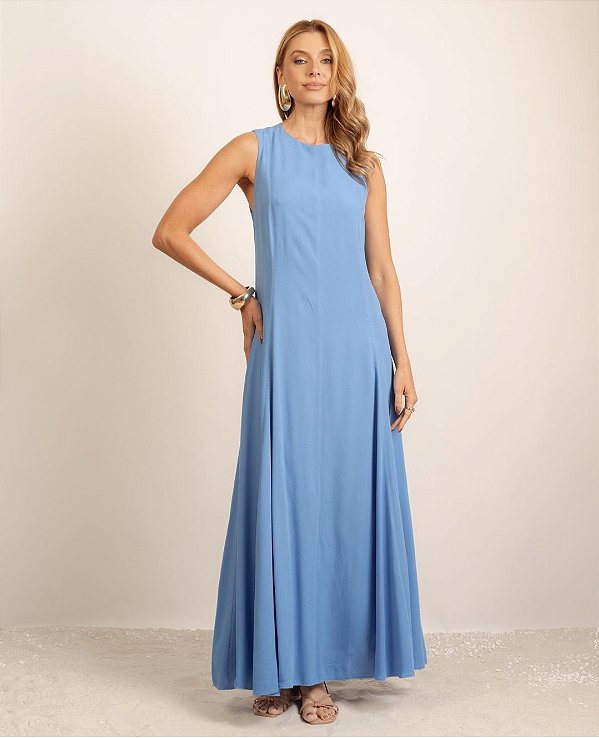 Vestido de viscose saia evase