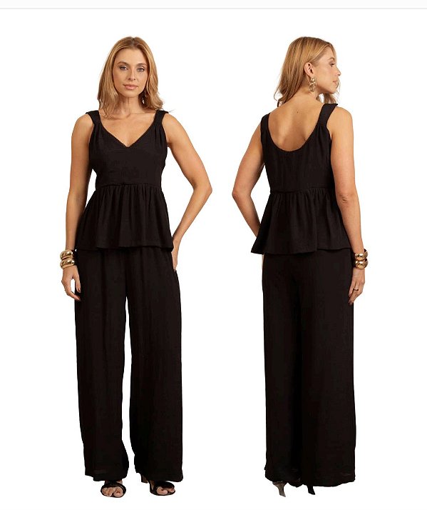 Calça pantalona de viscose