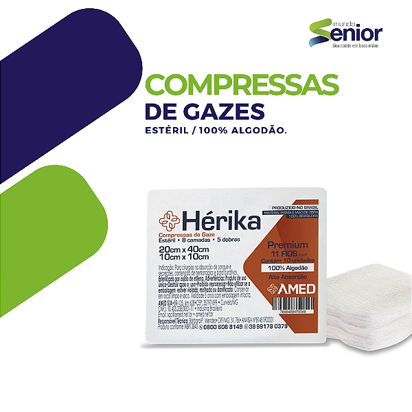 Compressas de Gaze Hidrófila Hérika 11 fios