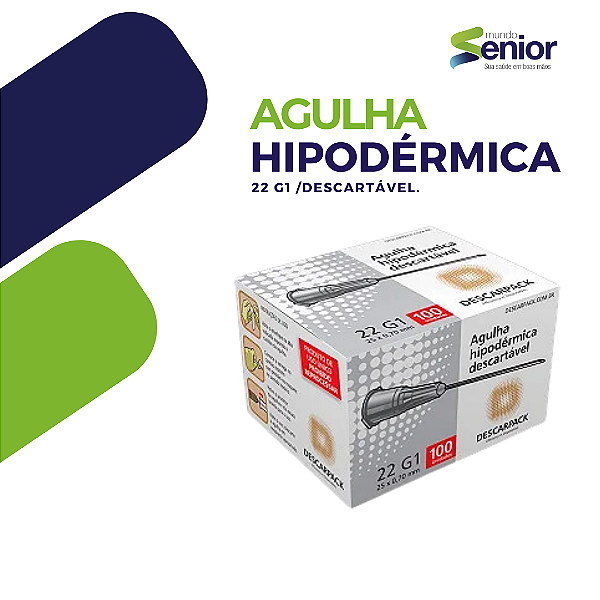 Agulha Hipodérmica - DPK 30 x 0,70mm (22 G1 1/4) Cx/COM 100un
