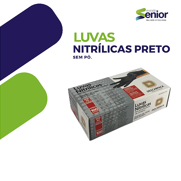 Luvas descartáveis antiderrapantes Descarpack cor preto tamanho G de nitrilo x 100 unidades