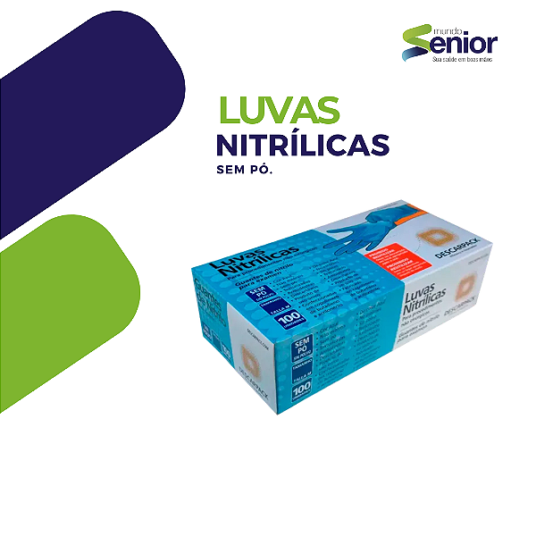 Luvas Descartáveis Antiderrapantes Descarpack Cor Azul Tamanho G De Nitrilo X 100 Unidades
