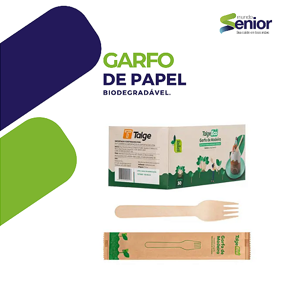 GARFO DE MADEIRA DESCARTÁVEL EMBALADO 1 A 1 COM 50 UNIDADES - TALGE