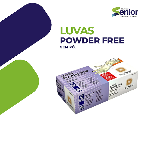 LUVA POWDER FREE LÁTEX  - (P - M - G) - CAIXA C/ 100 UNIDADES - SEM PÓ - DESCARPAK
