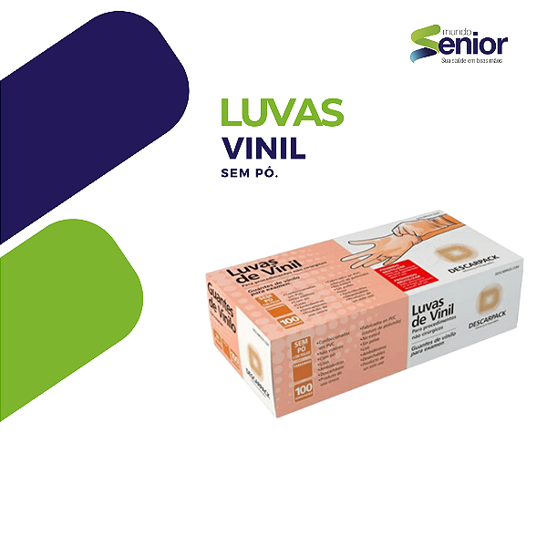 LUVA VINIL DESCARTÁVEL - (P - M - G) - CAIXA C/100 UNIDADES - SEM PÓ - DESCARPACK