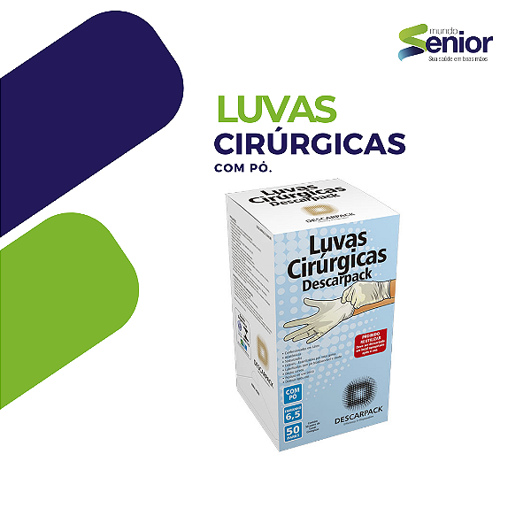 LUVA CIRURGICA ESTÉRIL LÁTEX C/ PÓ 6,5 - DESCARPACK 50 PARES